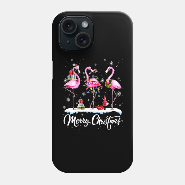 Merry Christmas Flamingo Phone Case by Gadsengarland.Art