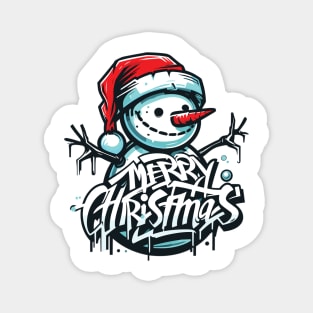 Merry Christmas Graffiti Snowman Magnet