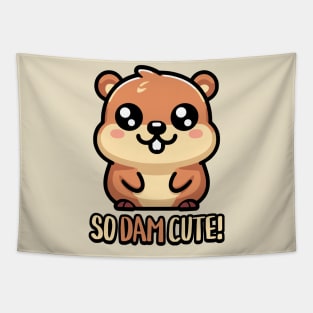 So Dam Cute! Cute Beaver Pun Tapestry