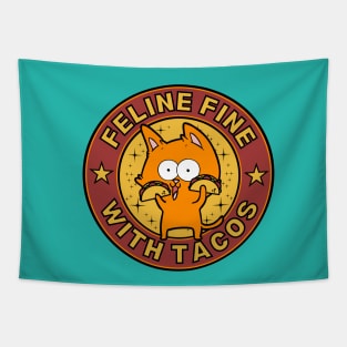 Feline Fine With Tacos Funny Cat Tapestry