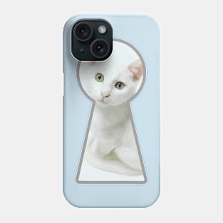 WHITE CAT FROM THE KEYHOLE Phone Case