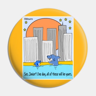 Sharks Funny Satirical Cartoon On Climate Change Pin