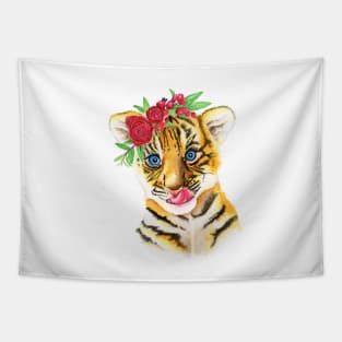 Blossoming Tiger Cub Tapestry