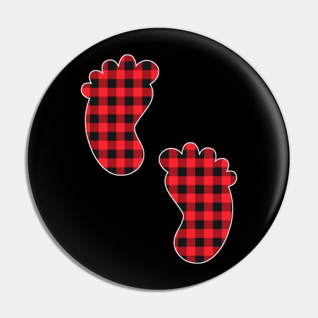 Baby Feet Red Plaid Buffalo Gift Christmas Pin by Nancie