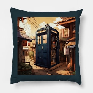 Realistic illustration of tardis in Japan Pillow