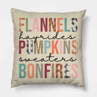 Flannels hayrides pumpkins sweaters bonfires Pillow