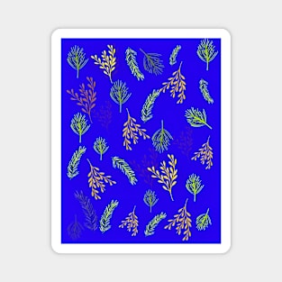 Blue Festive Leaf Design for Christmas and Seasonal Holidays Magnet