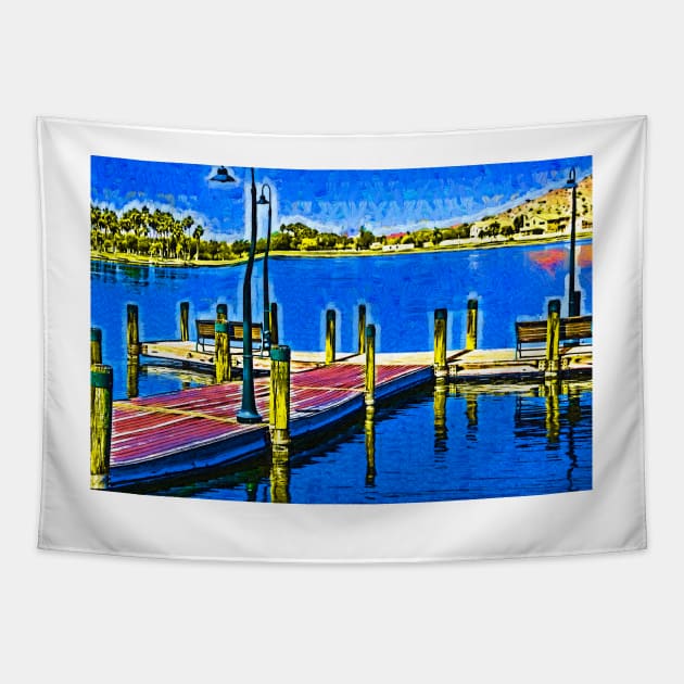 The Dock In Fauvism Tapestry by KirtTisdale