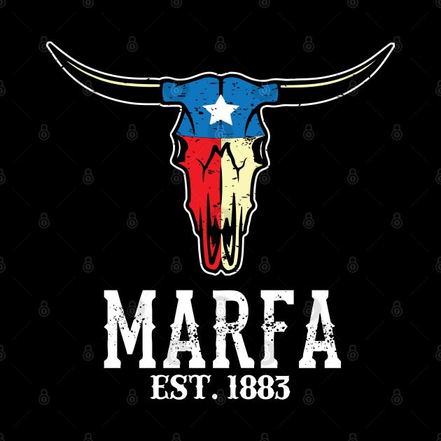 Marfa Texas Bull Longhorn Skull Texan Flag Art by alltheprints