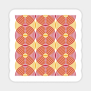 Orange Circle Rings Pattern Magnet