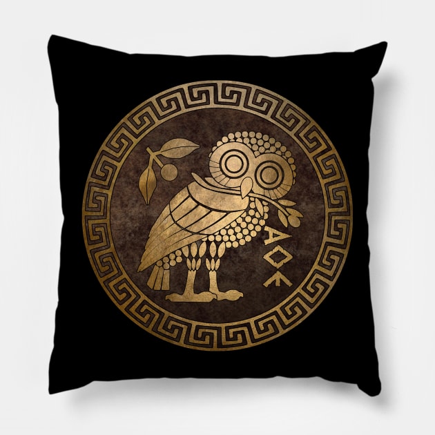 Athens Ancient Greece Athenian Owl Symbol of Goddess Athena Pillow by AgemaApparel