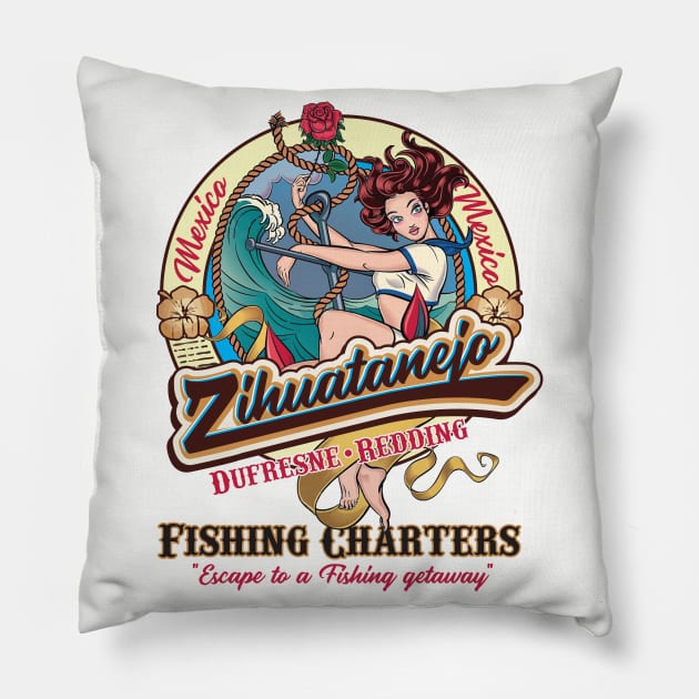 Zihuatanejo Fishing Charter Mexico Dufresne & Redding Pillow by Alema Art