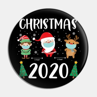 Santa Wearing Mask Elf Reindeer Quarantine Christmas 2020 Family Group Pin