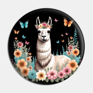 Bohemian Llama in Frowers Pin