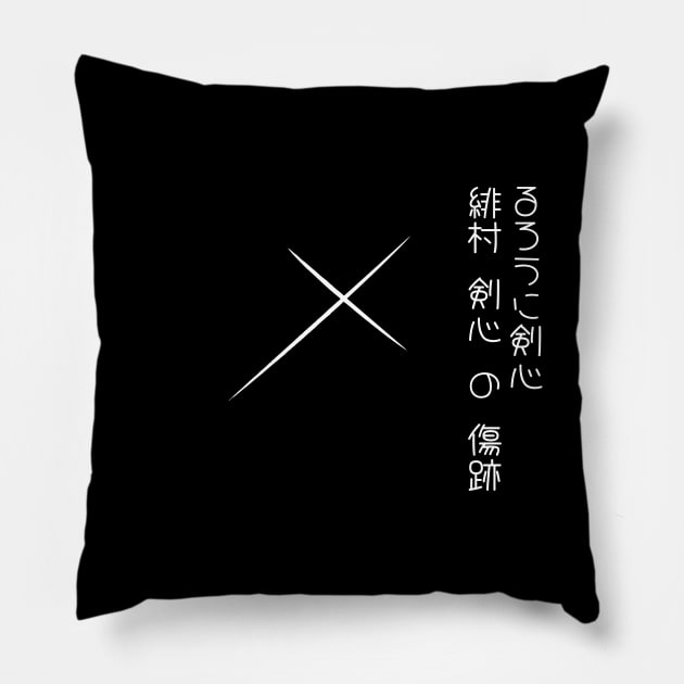 Rurouni Kenshin Samurai X 2023 Anime And Manga Hitokiri Battousai Scar Himura Shinta Hiragana Kanji Japanese Text - Black Pillow by Animangapoi