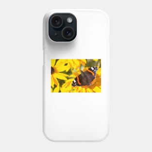 Red Admiral; Yellow Flower Phone Case