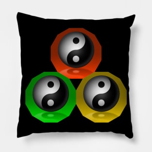 Yin Yang Triangle - Orange, Yellow and Green Pillow