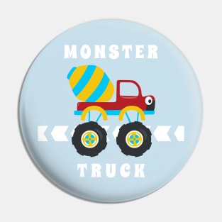 Vector illustration of monster truck with cartoon style Pin