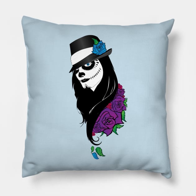 Sugar Skull Art Pillow by BlackPawCanvas