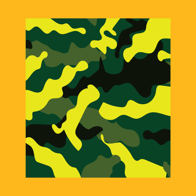 British Racing Green Yellow Camouflage Pattern by reddeer