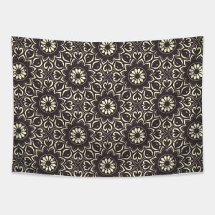 Brown Geometric Floral Ornament Tapestry