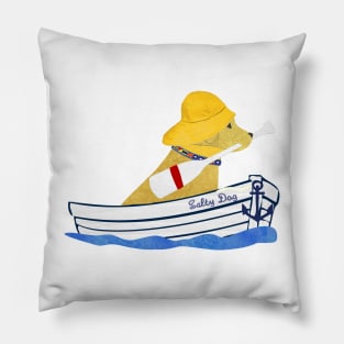 Nautical Preppy Yellow Lab Aboard The Salty Dog Pillow