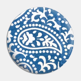 Blue Paisley Print Pin