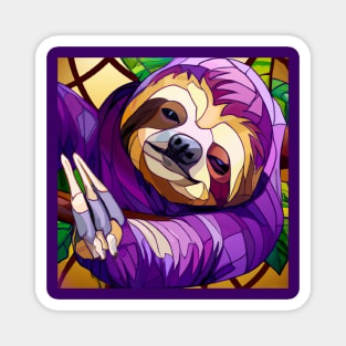 Purple Sloth in Stained Glass Magnet