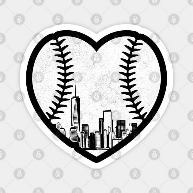Baseball Heart New York Skyline Magnet by The WYLD Tribe