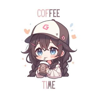 Chibi girl drink coffee T-Shirt