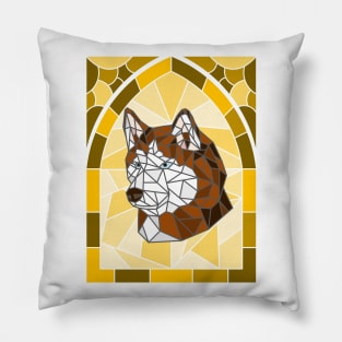 Stained Glass Copper Siberian Husky Pillow