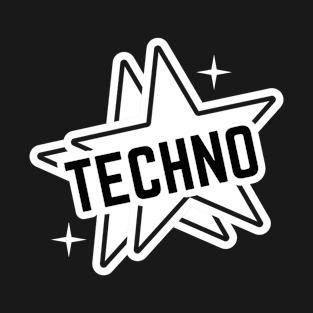 TECHNO  - Double Stars Retro (white) T-Shirt