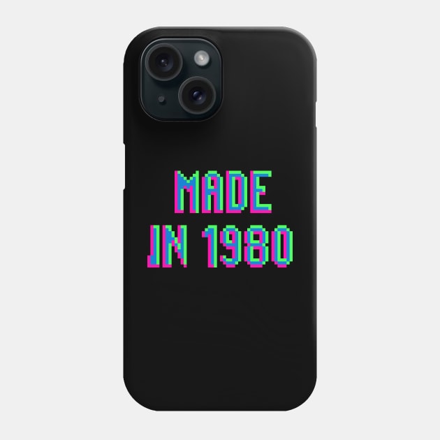 Made in 1980 Retro Pixel Neon Arcade Phone Case by RetroGeek