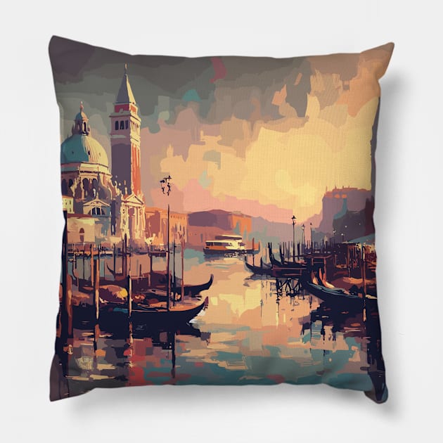 Venice Impressionism Painting Pillow by TomFrontierArt
