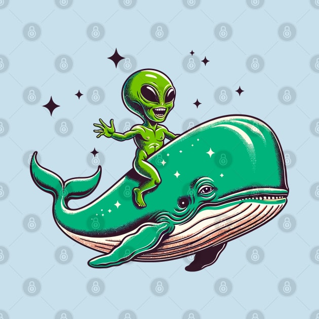 Alien riding atop a whale by Art_Boys