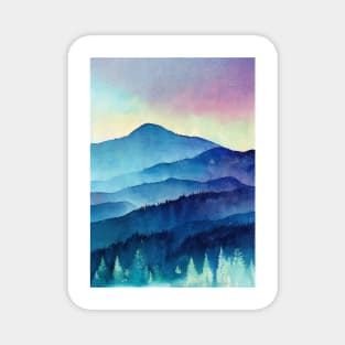 Watercolor mountains landscape Magnet