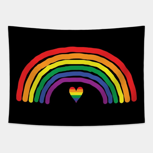 Rainbow and Heart Color like Pride Flag Tapestry by ellenhenryart