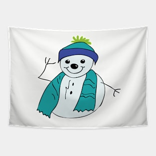Well dressed Snowman waving Tapestry