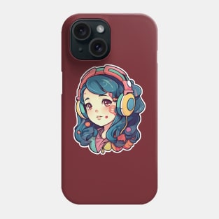 Cute headphone anime girl Phone Case