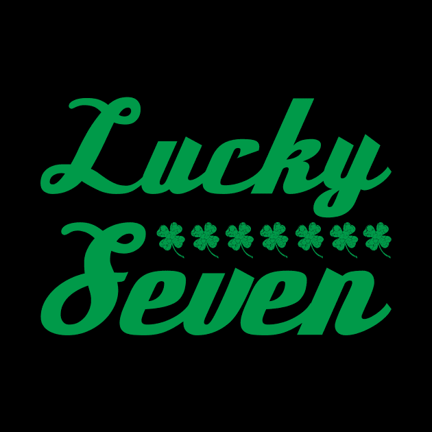 Lucky Seven Green Four Leaf Clover Design by HighBrowDesigns