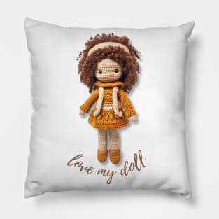 Handmade Wool Doll, Cozy and Cute - design 9 Pillow