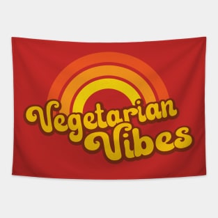 Vegetarian Retro Rainbow Orange Tapestry