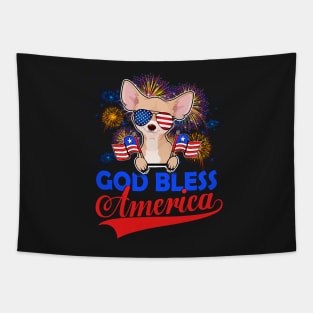 God Bless America 4th Of July Firework Dog Unisex Tapestry