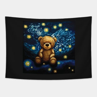 Cute Teddy bear with Stars at Night Tapestry