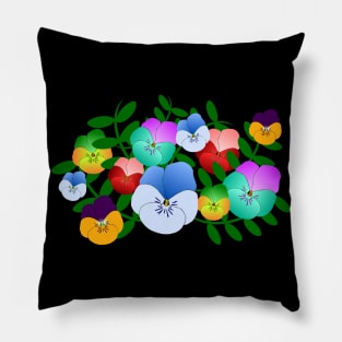 colorful pansies, violets, pansy, viola Pillow