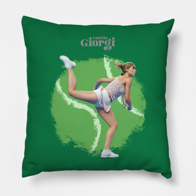 Camila Giorgi cartoon Pillow by BAJAJU