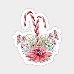 Australian Christmas - Candy Canes and Native Flowers Magnet