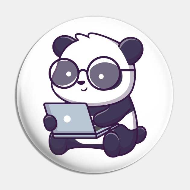 Cute panda working on laptop Pin by Catalyst Labs