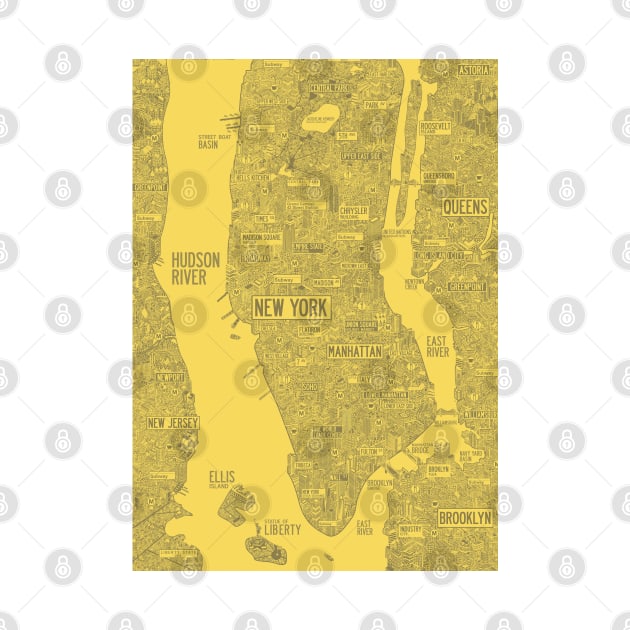 New York city yellow map by ol1ie