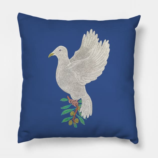 Dove With Olive branch Pillow by LuvbuzzArt